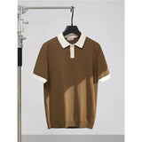 Polo in Maglia Bicolore a Contrasto